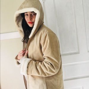 Vintage ivory faux fur leather jacket